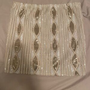 Cream & Gold Sequin Mini Skirt